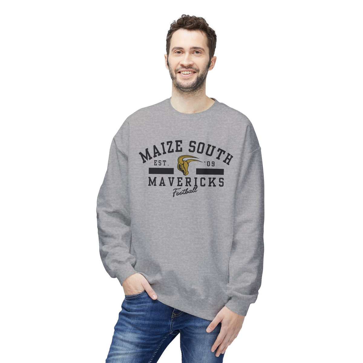 Maize South Mavericks Football Crewneck Sweatshirt