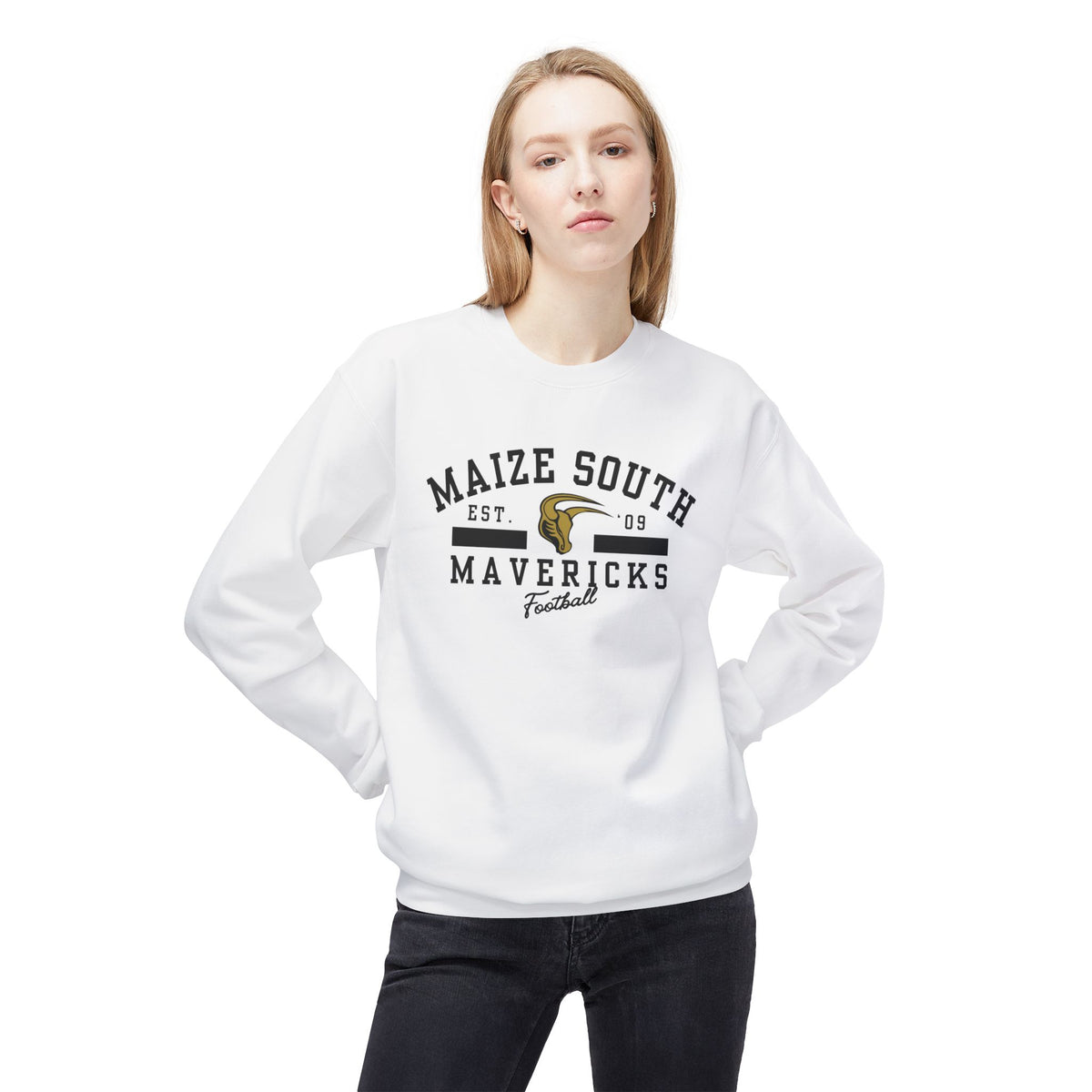 Maize South Mavericks Football Crewneck Sweatshirt